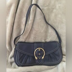 VIA SPIGA Purple Pebble Leather Gold Snake Shoulder Bag with Original Dust Bag